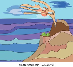 tree on a hill by the sea