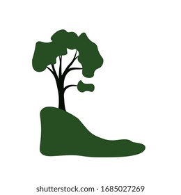 Tree on the hill isolated symbol