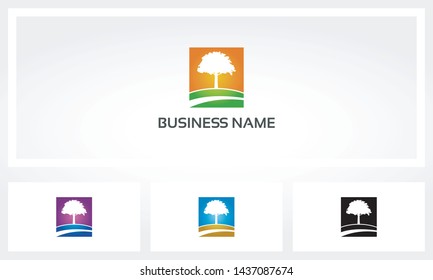 Tree On The Hill Landscape Logo