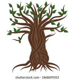 Tree on an isolated white background. Vector illustration.