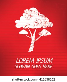 Tree on red background,poster grunge design
