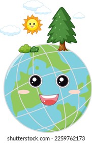 Ilustración de árbol en el mundo de la sonrisa