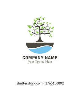 tree on the soil design logo vector
