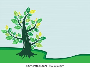 Tree on Springtime design.  - Formal Garden, Ornamental Garden, Plant, Springtime, Summer, colorful, Green