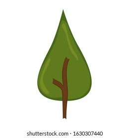 Tree on a white background for construction and design. Cartoon style. Vector illustration