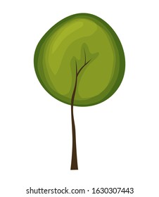 Tree on a white background for construction and design. Cartoon style. Vector illustration