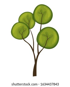 Tree on a white background for construction and design. Cartoon style. Vector illustration