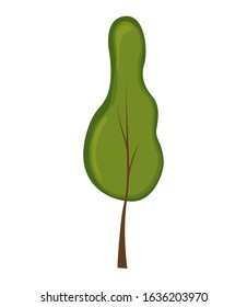 Tree on a white background for construction and design. Cartoon style. Vector illustration