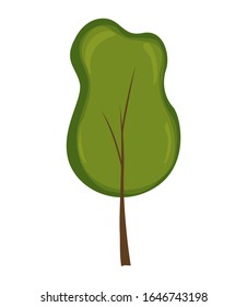 Tree on a white background for construction and design. Cartoon style. Vector illustration