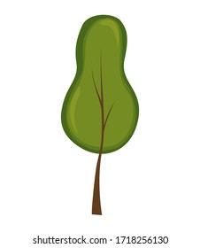 Tree on a white background for construction and design. Cartoon style. Vector illustration