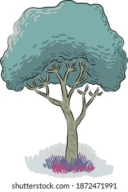 Tree on a white background. Elements of nature. Vector illustration.