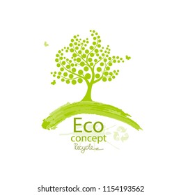 Tree on white background. Logo design template of tree. Environmentally friendly world. Illustration of ecology the concept of info graphics. Icon. Vector illustration. Green. 