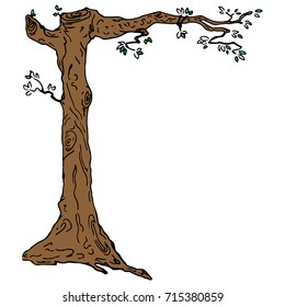 Tree with one branch. Vector illustration. Hand drawn tree with one branch. 
