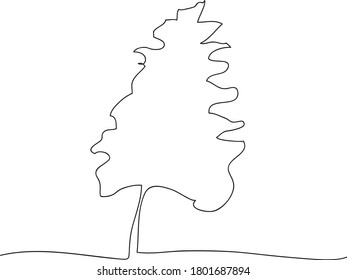 Tree. One continuous line art. Vector.