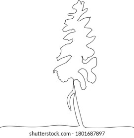 Tree. One continuous line art. Vector.