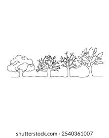 Tree one line art illustration,tree vector line art