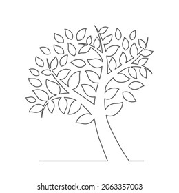 Tree. One line drawing. Vector tree in line style