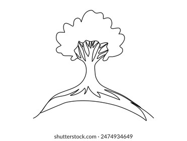 Tree, one line drawing vector illustration.