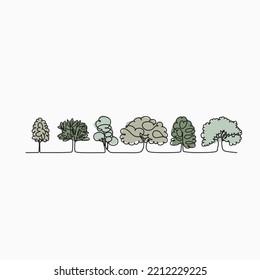 Tree one line vector icon set. Contains such icons as tree, plant, pine tree, cactus, bamboo and many others. Extended stroke