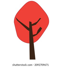 Un árbol con hojas de color naranja. Ilustración , vector , icono