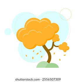 tree with orange leaves. autumn tree. autumn season theme. fall season. vector illustration. fall leaves