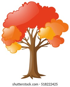 Tree with orange and red leaves illustration