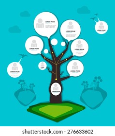 Tree organization chart, vector illustration