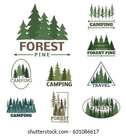 Tree outdoor travel green silhouette forest badge coniferous natural logo badge tops pine spruce vector.