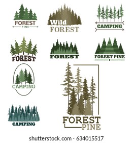 Tree outdoor travel green silhouette forest badge coniferous natural logo badge tops pine spruce vector.