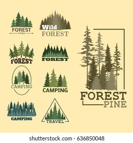 Tree Outdoor Travel Green Silhouette Forest Badge Coniferous Natural Logo Badge Tops Pine Spruce Vector.