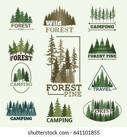 Tree Outdoor Travel Green Silhouette Forest Badge Coniferous Natural Logo Badge Tops Pine Spruce Vector.