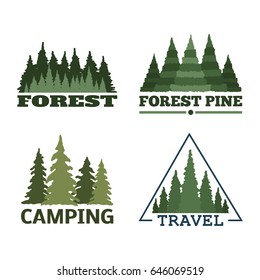 Tree outdoor travel green silhouette forest badge coniferous natural logo badge tops pine spruce vector.