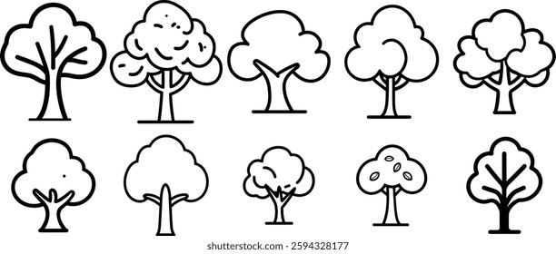 Tree Outline Doodle Icon Pack