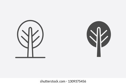 Tree outline and filled vector icon sign symbol