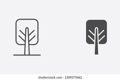 Tree outline and filled vector icon sign symbol