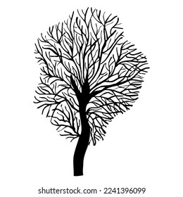 Tree outline. Hand drawing. For printing, for your decoration