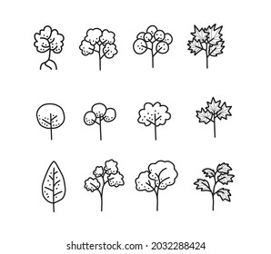 tree outline icon with hand drawing style, vector image
