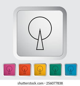Tree. Outline icon on the button. Vector illustration.