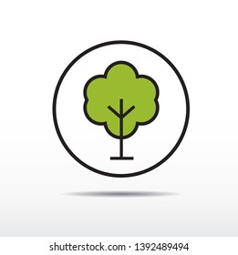 Tree outline icon. Vector Illustration and logo. Abstract Tree icon. Outline linear Plant. Editable stroke fill. Tree simple isolated vector symbol.  Floral element, plant and garden.