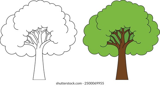 Tree Outline Isolated Coloring Page