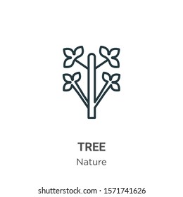 Tree outline vector icon. Thin line black tree icon, flat vector simple element illustration from editable nature concept isolated on white background