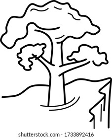 Tree über ein Klippensymbol in Umrissen