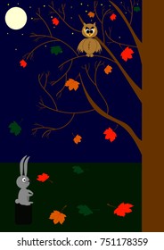 tree owl hare vector