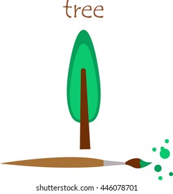 tree paint. isolated. organic. vector illustration.