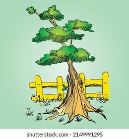 Tree painting vector fresh environment 