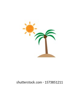 tree palm in the beach flat style icon vector illustration design