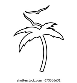 tree palm beach with gulls