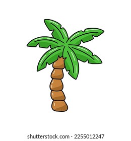 Tree palm beach resort summer vacation havaii island clipart weekend jungle cartoon vector illustration isolated on white background
