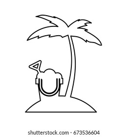 tree palm beach with sand bucket