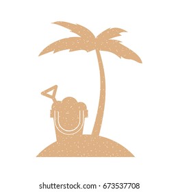 tree palm beach with sand bucket